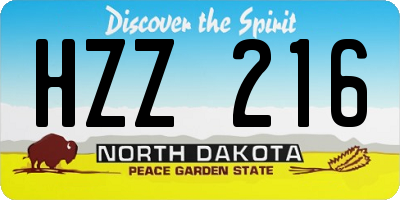 ND license plate HZZ216