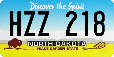 ND license plate HZZ218