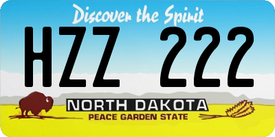 ND license plate HZZ222