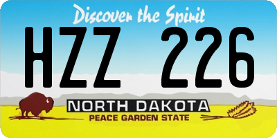 ND license plate HZZ226