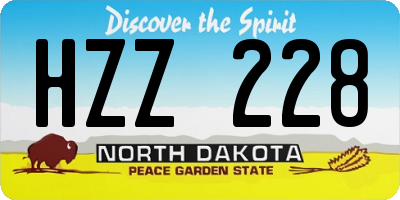 ND license plate HZZ228