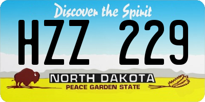 ND license plate HZZ229