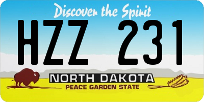 ND license plate HZZ231