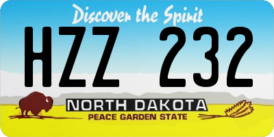 ND license plate HZZ232