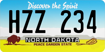 ND license plate HZZ234