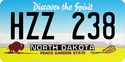 ND license plate HZZ238