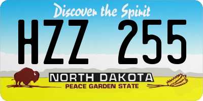 ND license plate HZZ255
