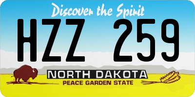 ND license plate HZZ259