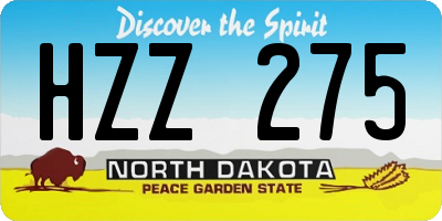 ND license plate HZZ275