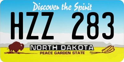 ND license plate HZZ283