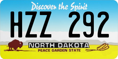 ND license plate HZZ292