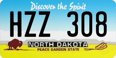 ND license plate HZZ308