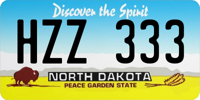 ND license plate HZZ333