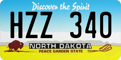 ND license plate HZZ340