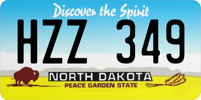 ND license plate HZZ349