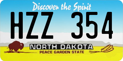 ND license plate HZZ354
