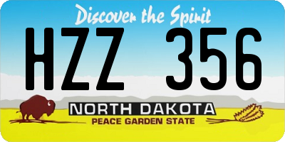 ND license plate HZZ356