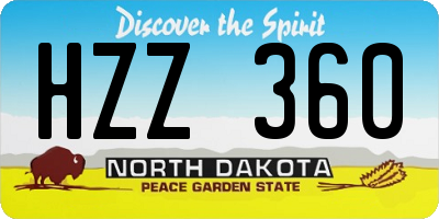 ND license plate HZZ360