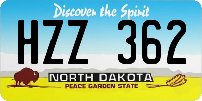 ND license plate HZZ362