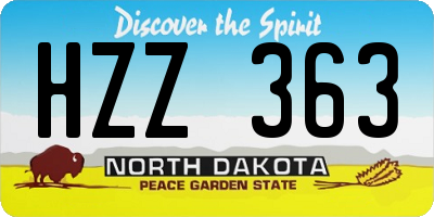 ND license plate HZZ363