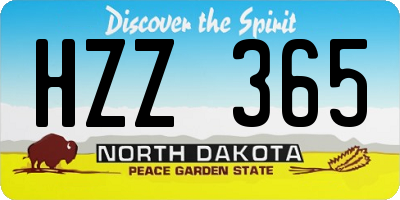 ND license plate HZZ365