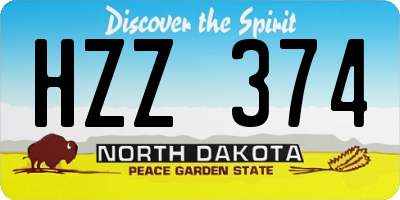 ND license plate HZZ374
