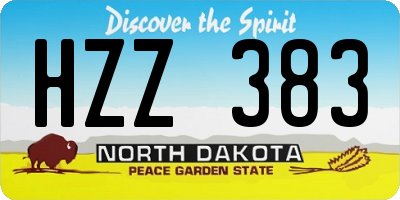 ND license plate HZZ383