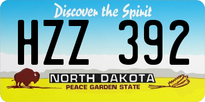 ND license plate HZZ392
