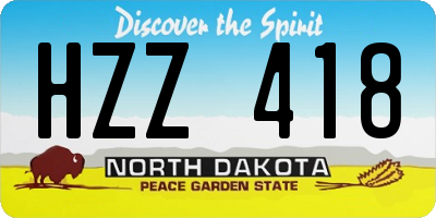 ND license plate HZZ418