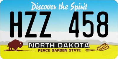 ND license plate HZZ458