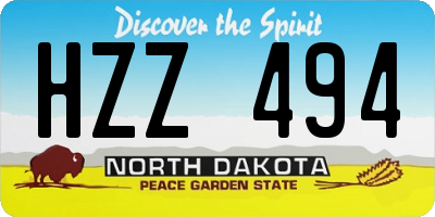 ND license plate HZZ494