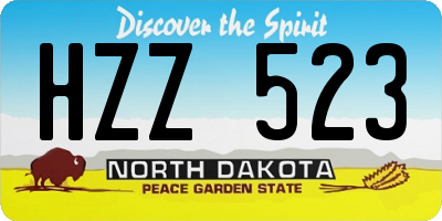 ND license plate HZZ523