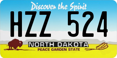 ND license plate HZZ524