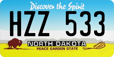 ND license plate HZZ533