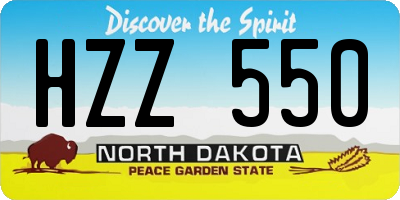 ND license plate HZZ550