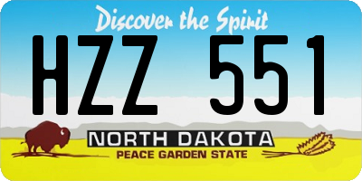 ND license plate HZZ551