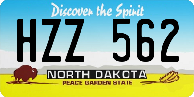 ND license plate HZZ562