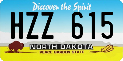 ND license plate HZZ615