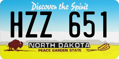 ND license plate HZZ651