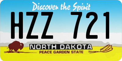 ND license plate HZZ721
