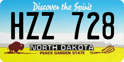 ND license plate HZZ728