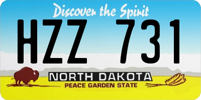 ND license plate HZZ731