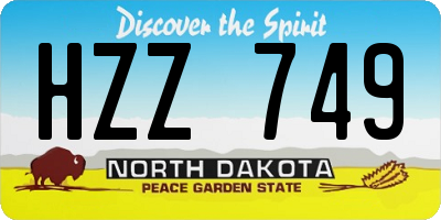 ND license plate HZZ749