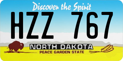 ND license plate HZZ767