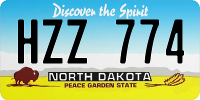 ND license plate HZZ774