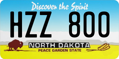 ND license plate HZZ800