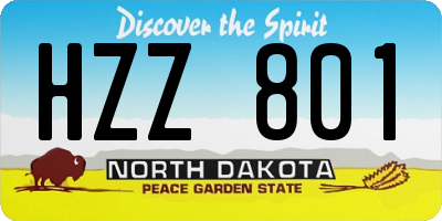 ND license plate HZZ801