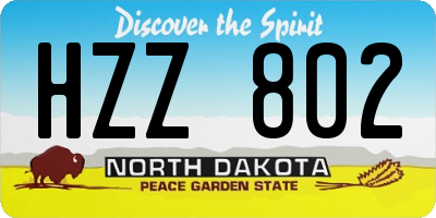 ND license plate HZZ802