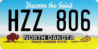 ND license plate HZZ806