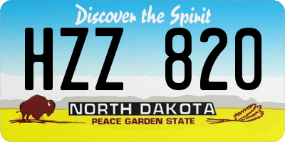 ND license plate HZZ820